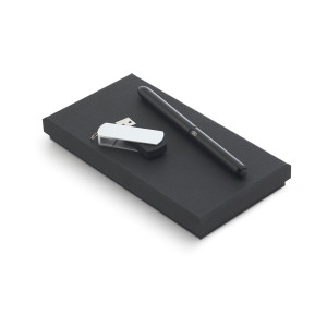 Conjunto esferográfica e pen drive
